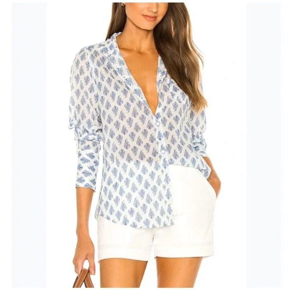 NILI LOTAN NL SHIRT - BLUE/WHITE PAISLEY